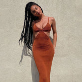Robe longue en tricot découpé Tulum